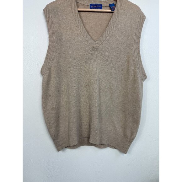 Vintage Pendleton Mens Tan 100% Lambs Wool Vest Size Medium Preppy Retro READ - Picture 5 of 12